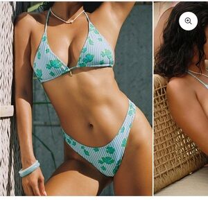 Leni swim MILA BOTTOM IN PRAIA REVERSIBLE Floral Striped Bikini Set